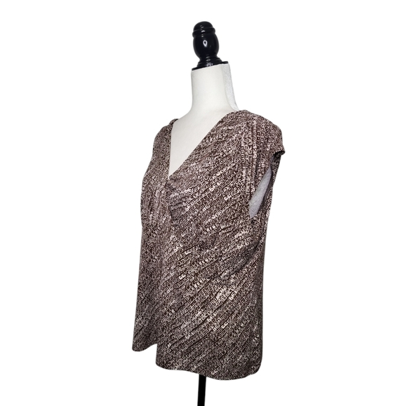 Liz & Co. Women's Top Size XL Pullover Short Sleeve Stretchy Brown - Picture 3 of 8